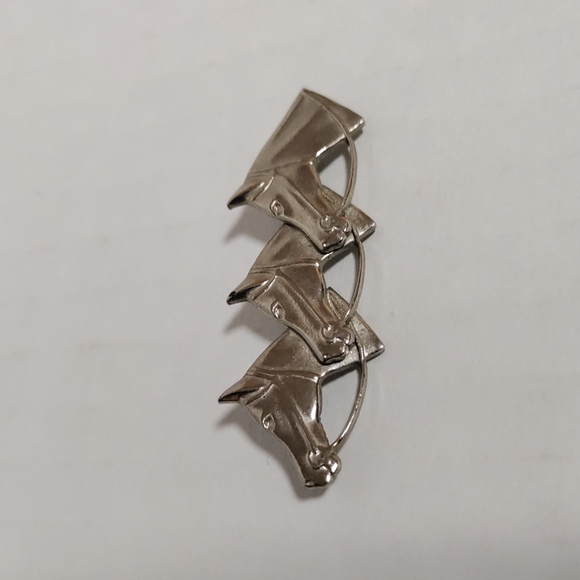 3 Vintage horse head brooch pin silver tone - Picture 1 of 4